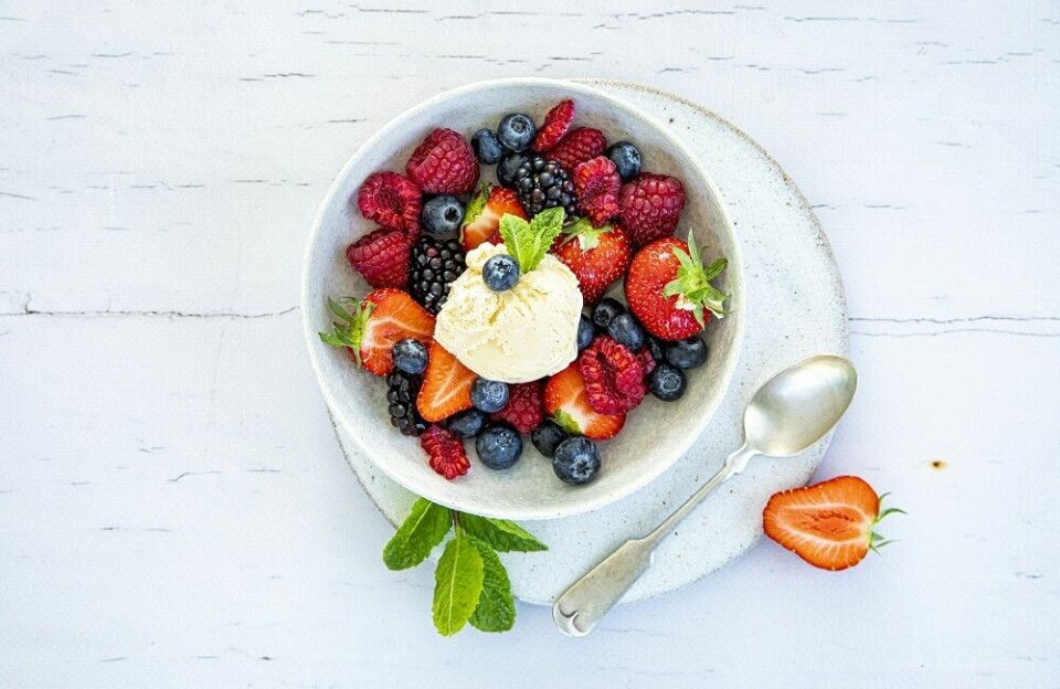 Digg frukt med vaniljekesam eller litt lettis – funker som ei kule!